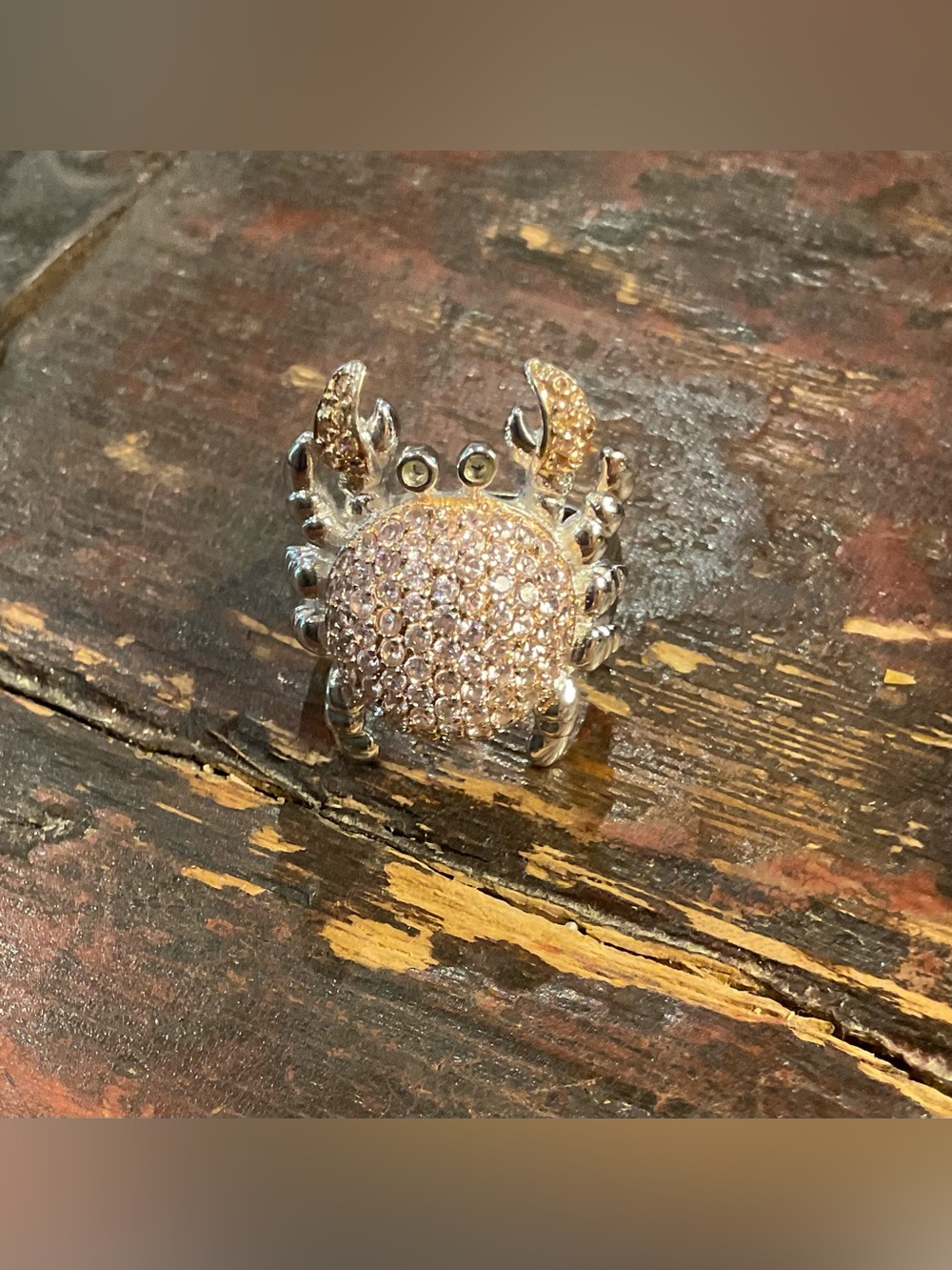Ross Simmons Sterling Silver Pave Crab Ring with colored CZ stones